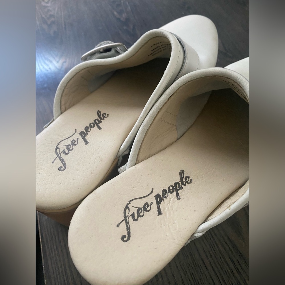Free People Culver City White Leather Clog Heel Size 39 - Picture 5 of 10